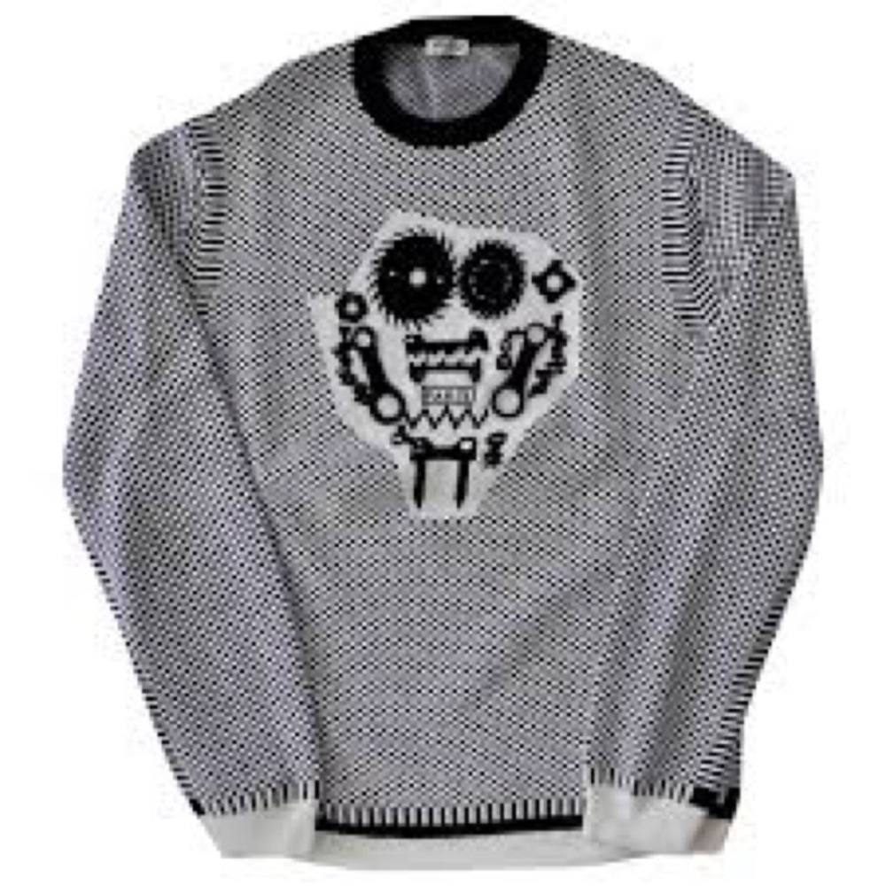 Kenzi Off-White Black and White Graphic Sweater